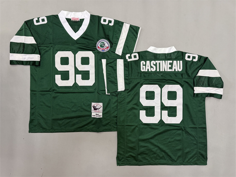 Men 2025 New York Jets #99 Gastineau green Throwback Limited NFL Jersey style 001